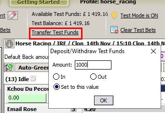 Set a test starting bank