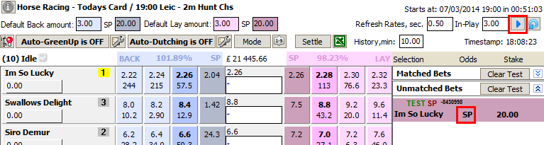Unmatched SP bet
