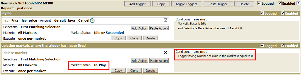Delete non-qualifying markets