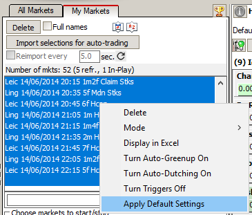 Apply default settings