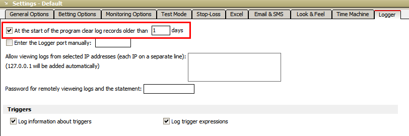 Clear all logs automatically