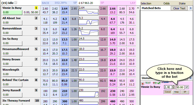 Edit the amount of the bet