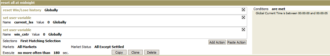 Reset all variables at a set time