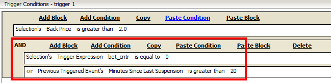 First condition block