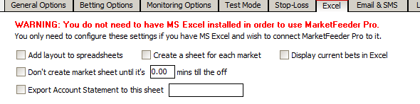 Excel Settings
