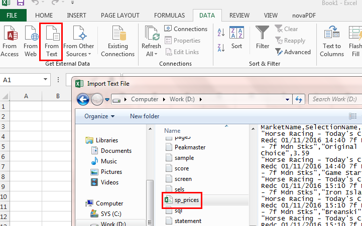 Import data from text
